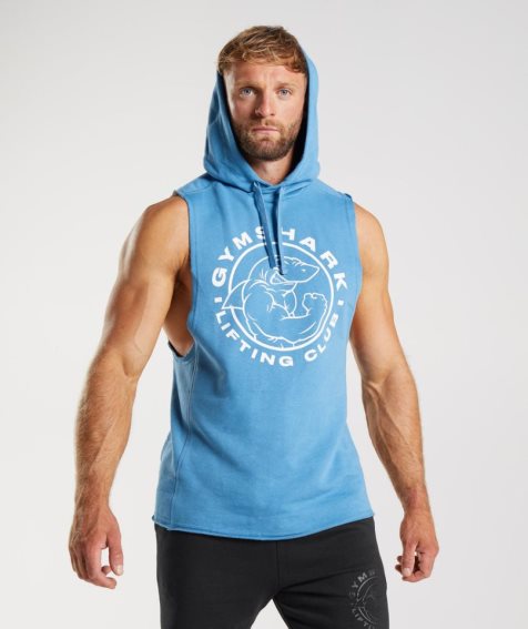 Men's Gymshark Legacy Drop Arm Hoodie Blue | NZ 9JBQZT